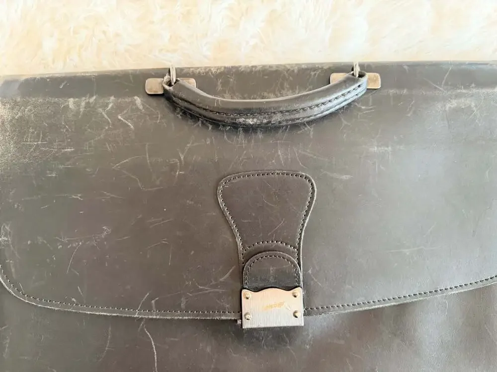Schlesinger Brothers Vintage Black Leather Attache Briefcase